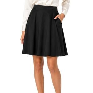 Paule Ka Black A-Line Pleated Midi Skirt Size 38 US Size 6 Small Designer